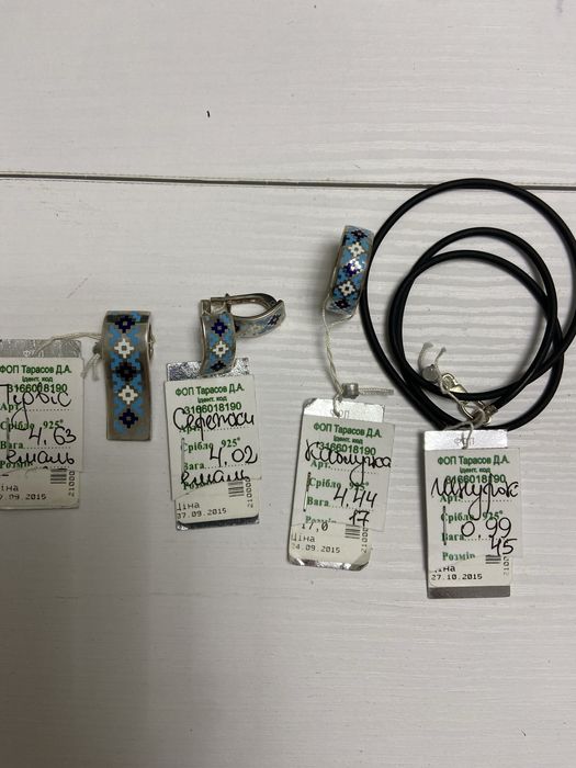 Срібні прикраси в комплекті