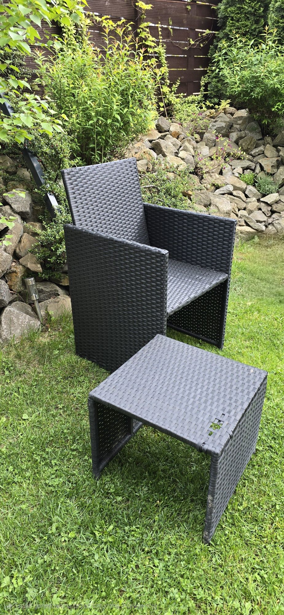 Fotel technorattan na taras/ogród + pufa