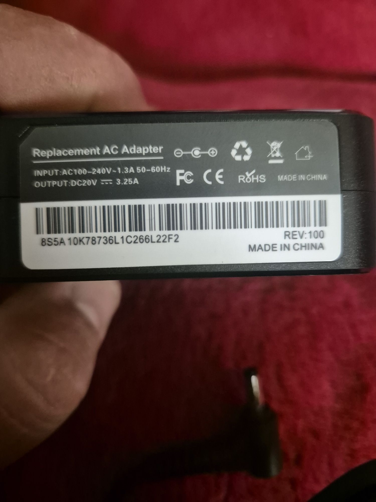 Ładowarka do laptopa 20volt 3.25a