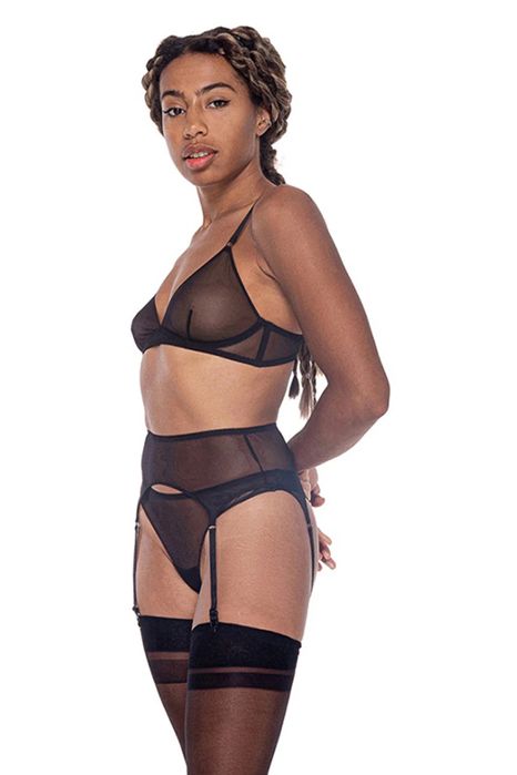 Zhilyova пояс для панчох чорний, black garter belt, xs