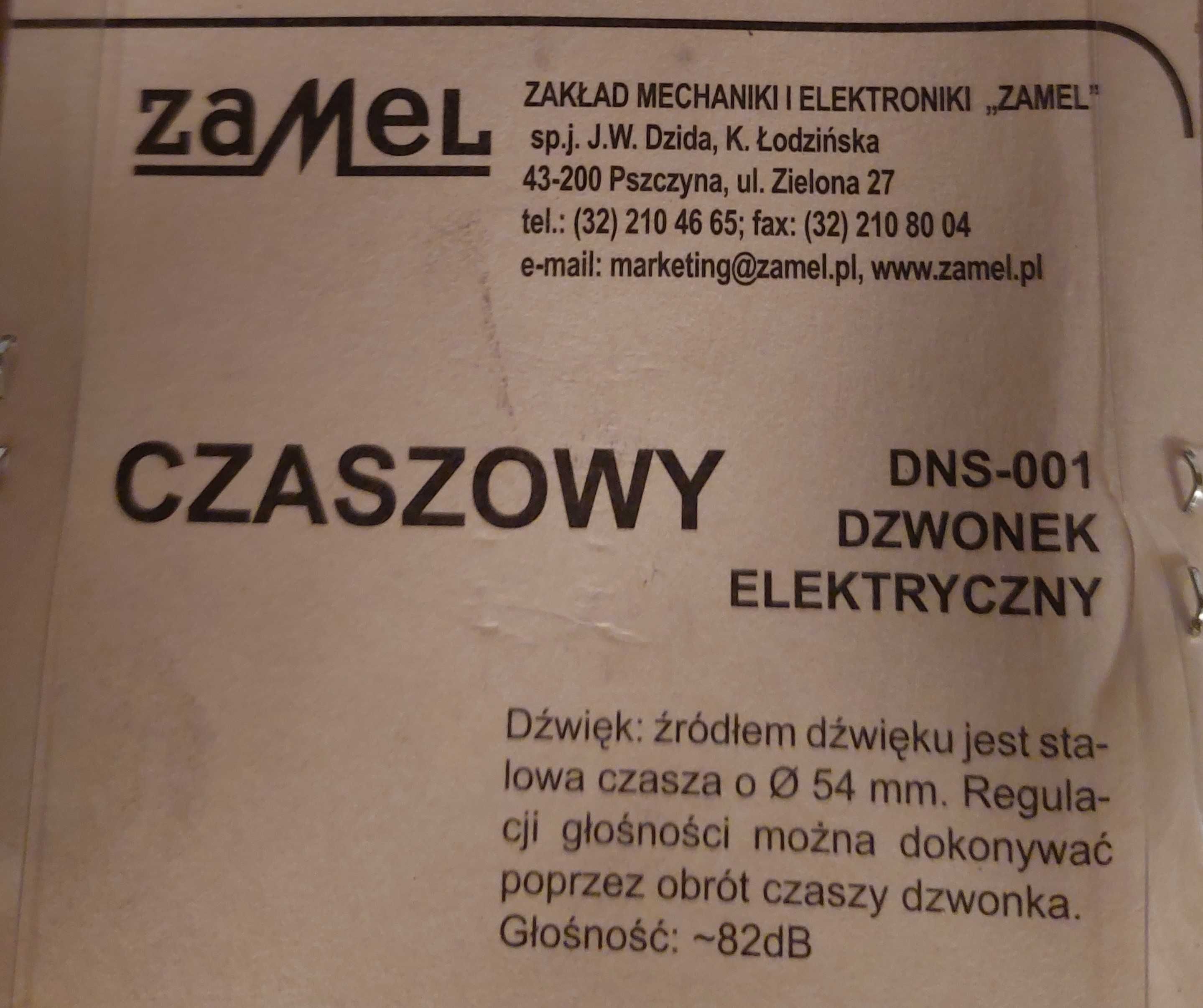 Dzwonek do drzwi elektryczny czaszowy Zamel DNS-001 (nowy)