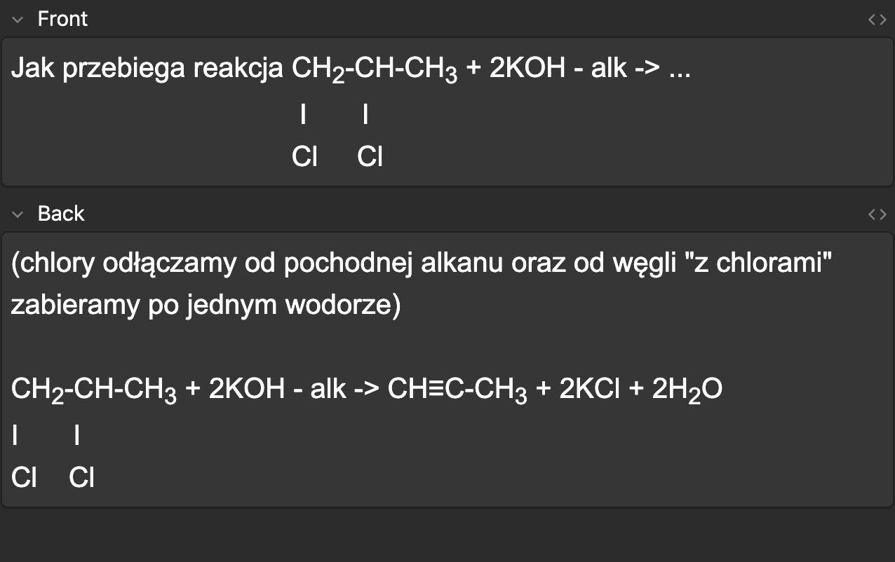 Pakiet fiszek do matury z CHEMII ANKI - z opisami, zdjęciami itd
