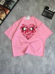 Футболка PLAY Comme Des Garcons "Heart" рожева оверсайз