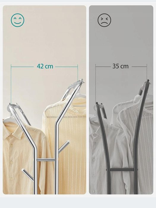 Wieszak stojący metal Songmics srebrny