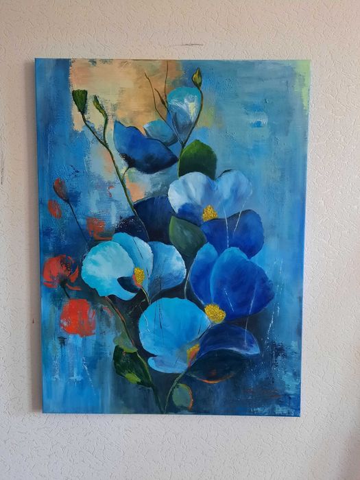 Картина 60х80. Ручна робота. Квіти. Акрил