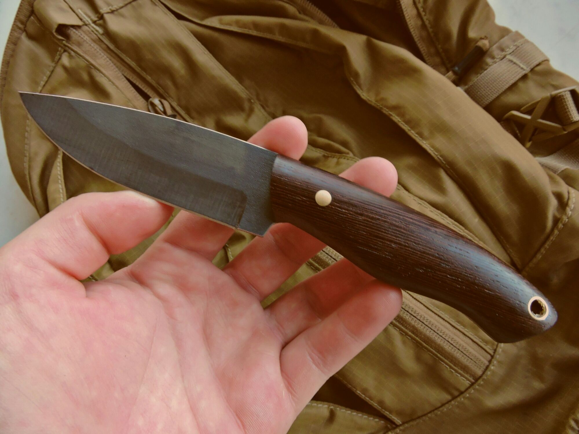 Mały Bushcraft wenge Nóż Ręcznie Robiony