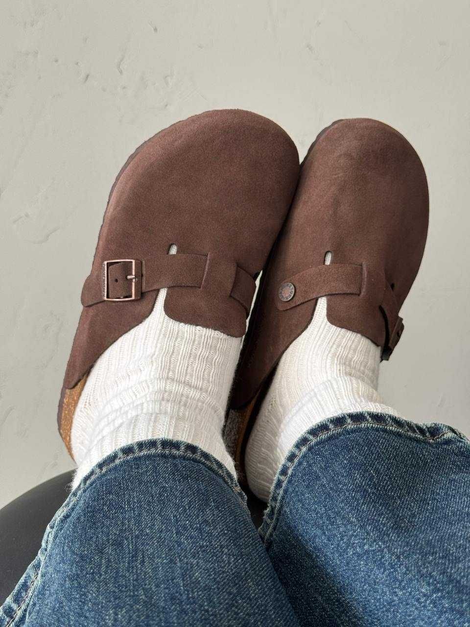Капці клоги Birkenstock Boston Brown premium