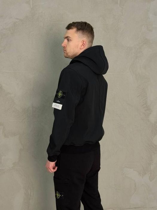 Куртка Stone Island light soft shell-r чорна чоловіча