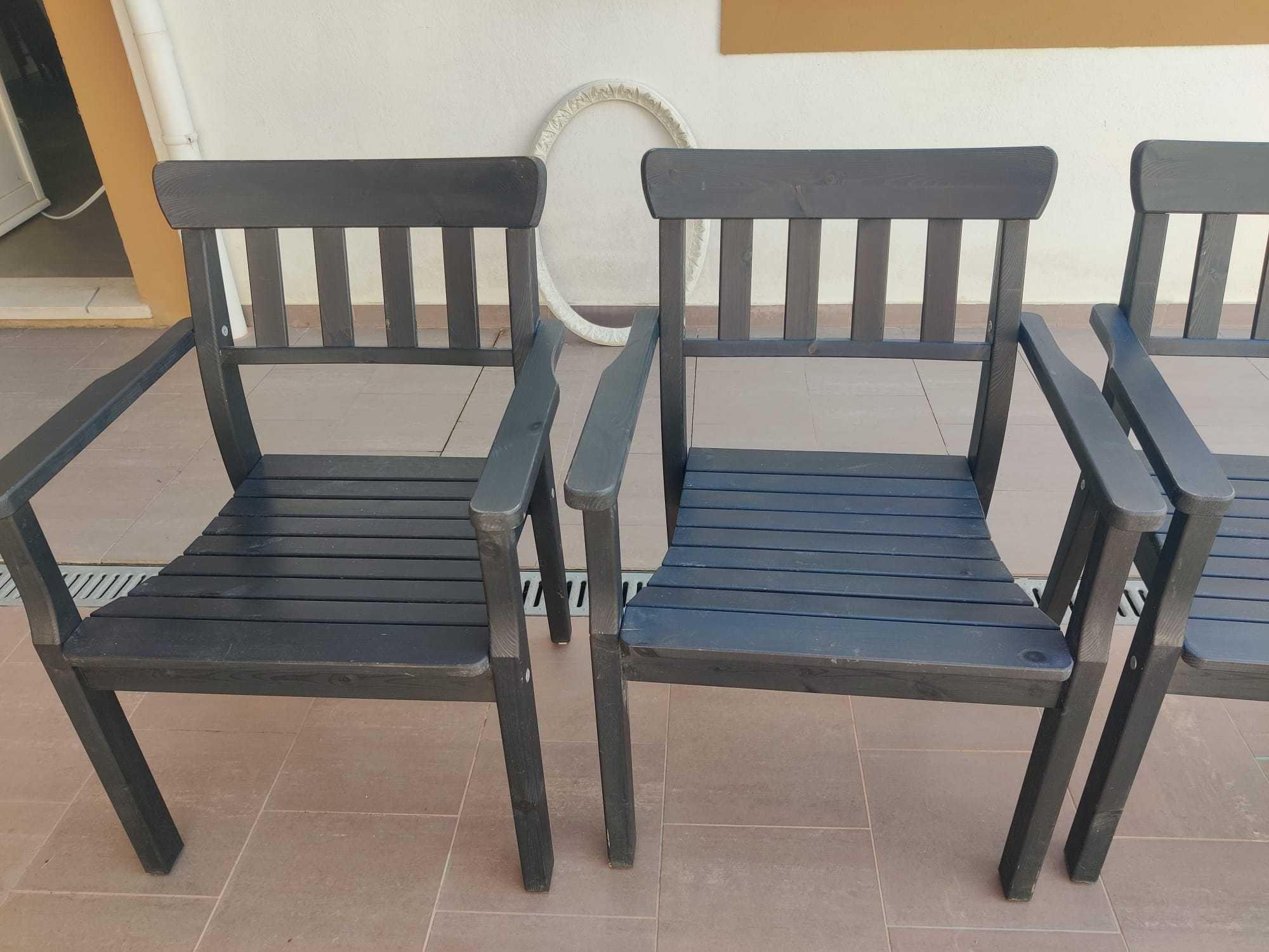 Conjunto de 4 Cadeiras de Jardim em Madeira IKEA