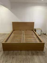 Estrutura de cama de casal IKEA MALM castanho claro