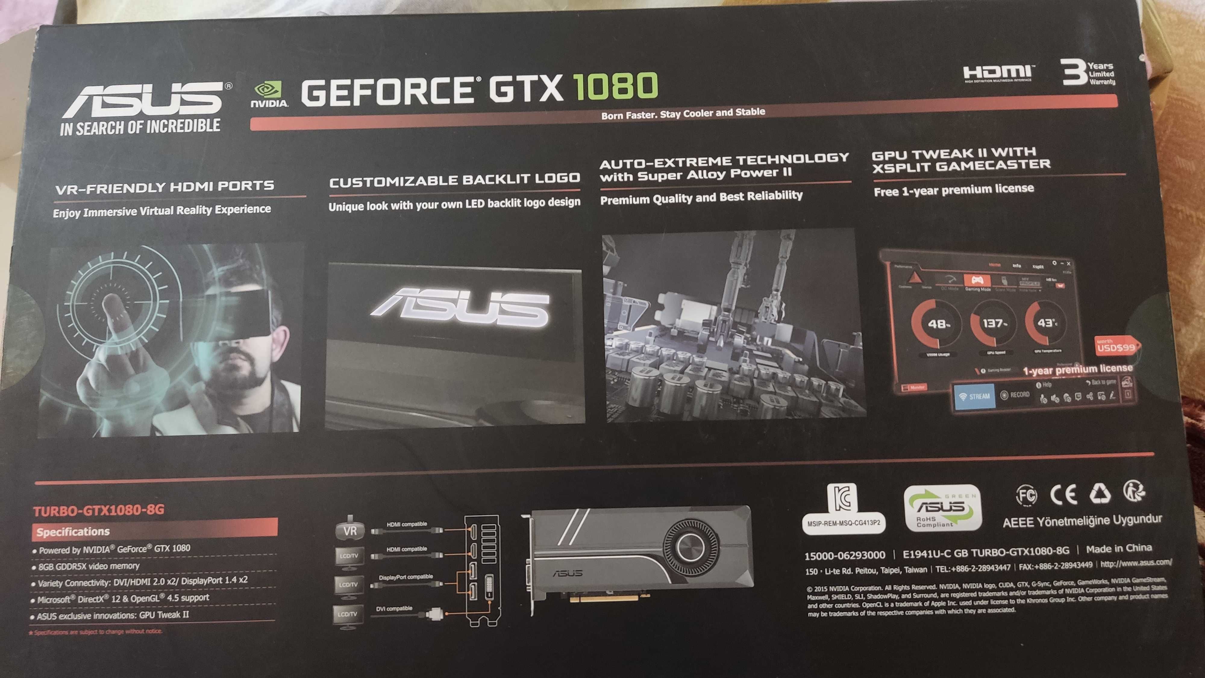 Відеокарта Asus GTX 1080 TURBO