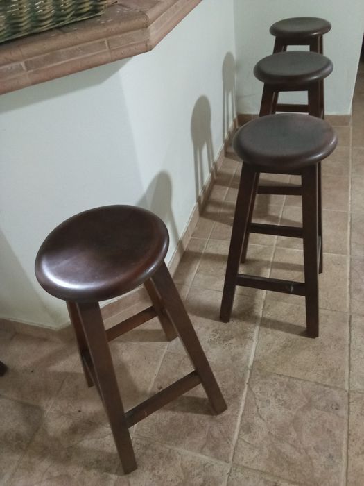 6 Bancos de Bar em madeira maciça de carvalho