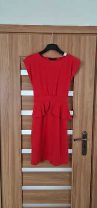 Czerwona sukienka z baskinką r. 42 Dorothy Perkins