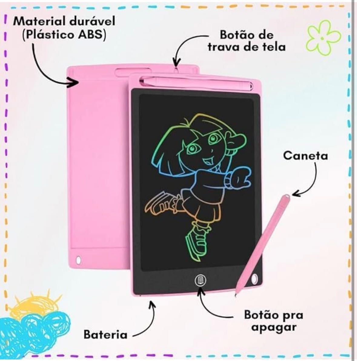 Lousa Magica Tablet Lcd 10 Polegadas Escrever Pintar e Desenhar