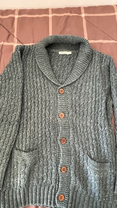Cardigã Sfera verde 13-14 anos em malha com botões