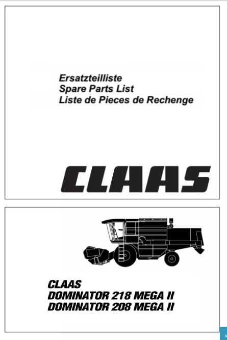 Katalog części Claas Mega 208, 218 II
