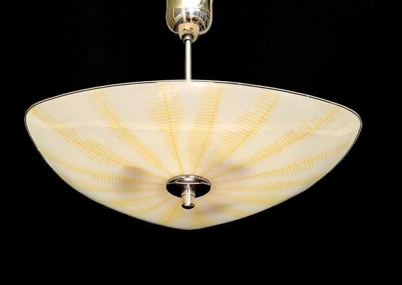 Szklana trójkątna lampa Napako Lata 70te Vintage design