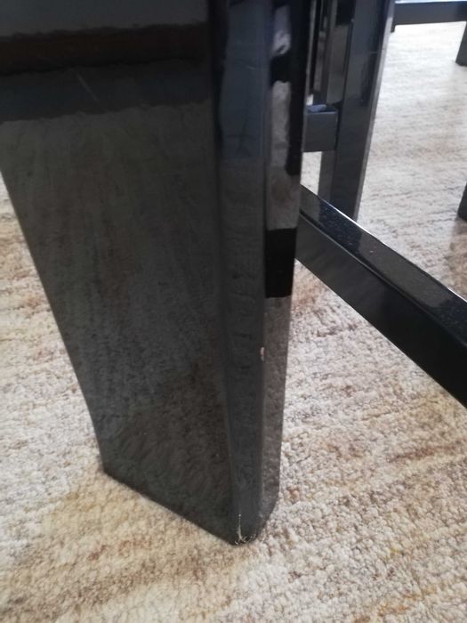 Mesa madeira vidro e 6 cadeiras