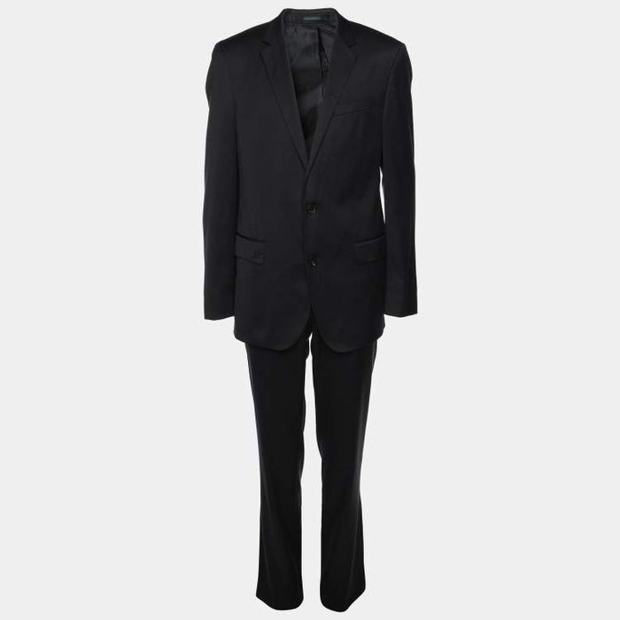 Oryginalny męski garnitur Hugo Boss roz 54 XL 100% virgin Woll czarny