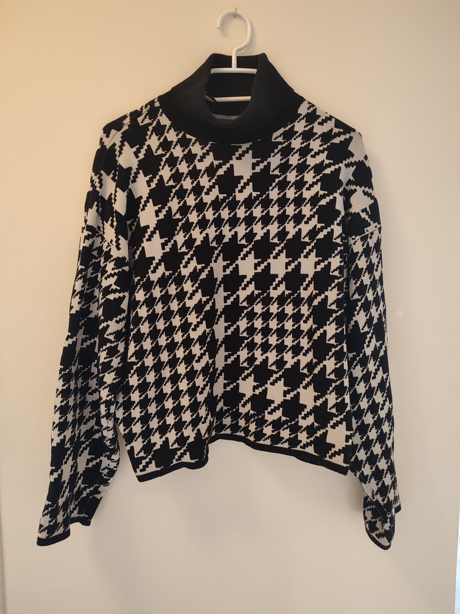 Sweter pepitka czarny H&m