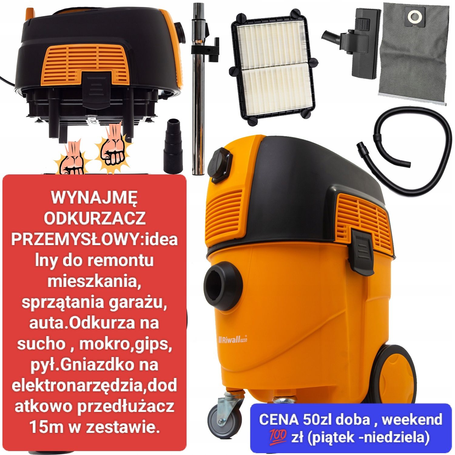 Wynajmę Odkurzacze Piorące Karcher/odkurzacze przemysłowe/myjki parowe