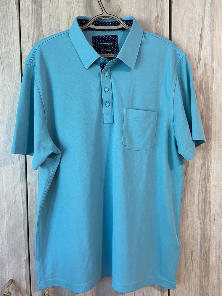 Charles Vogele XL  turkusowa męska koszulka polo t-shirt