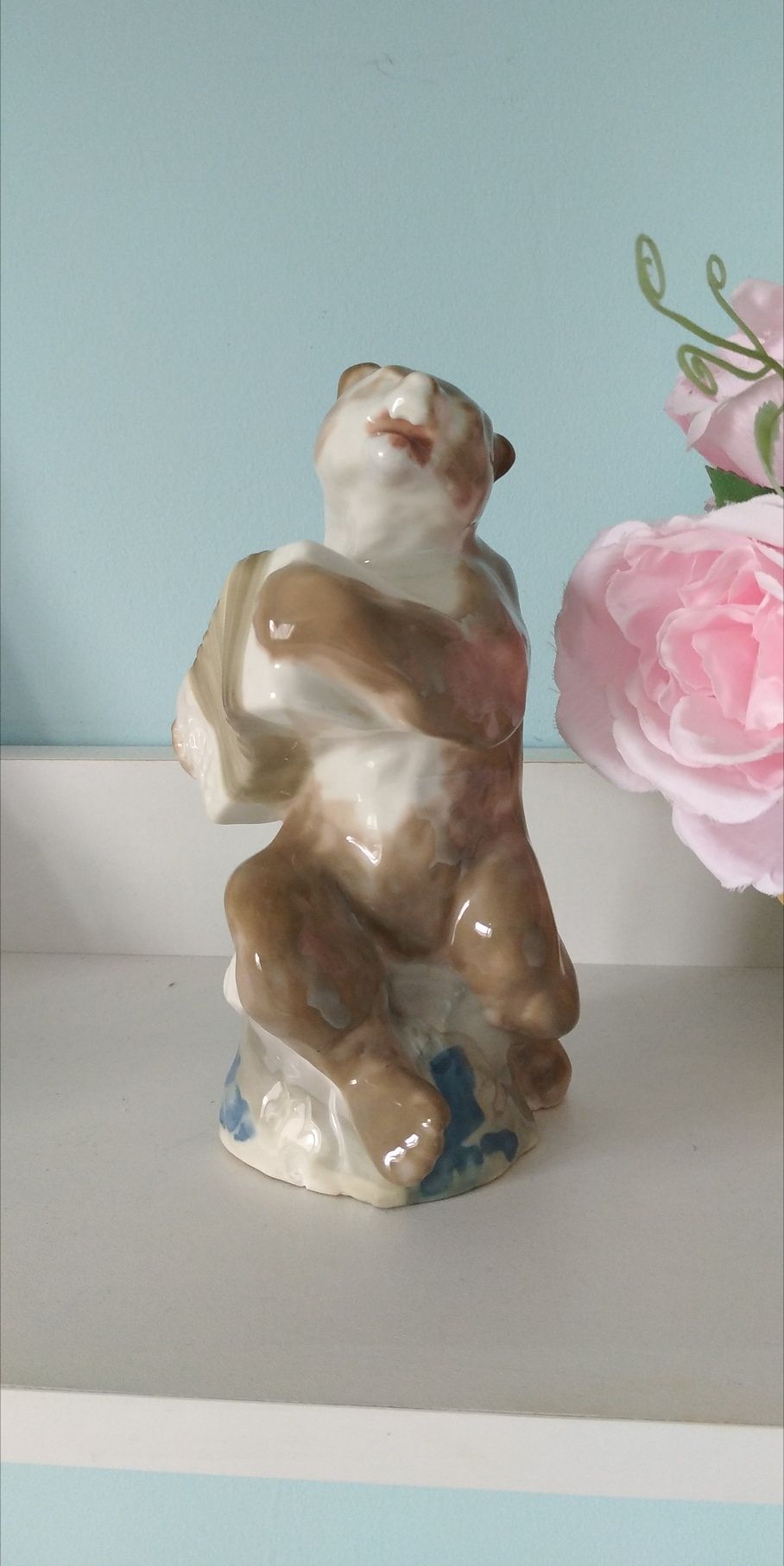 Rzadka Figurka porcelanowa  majolika Niedźwiedź Baranówka Vintage