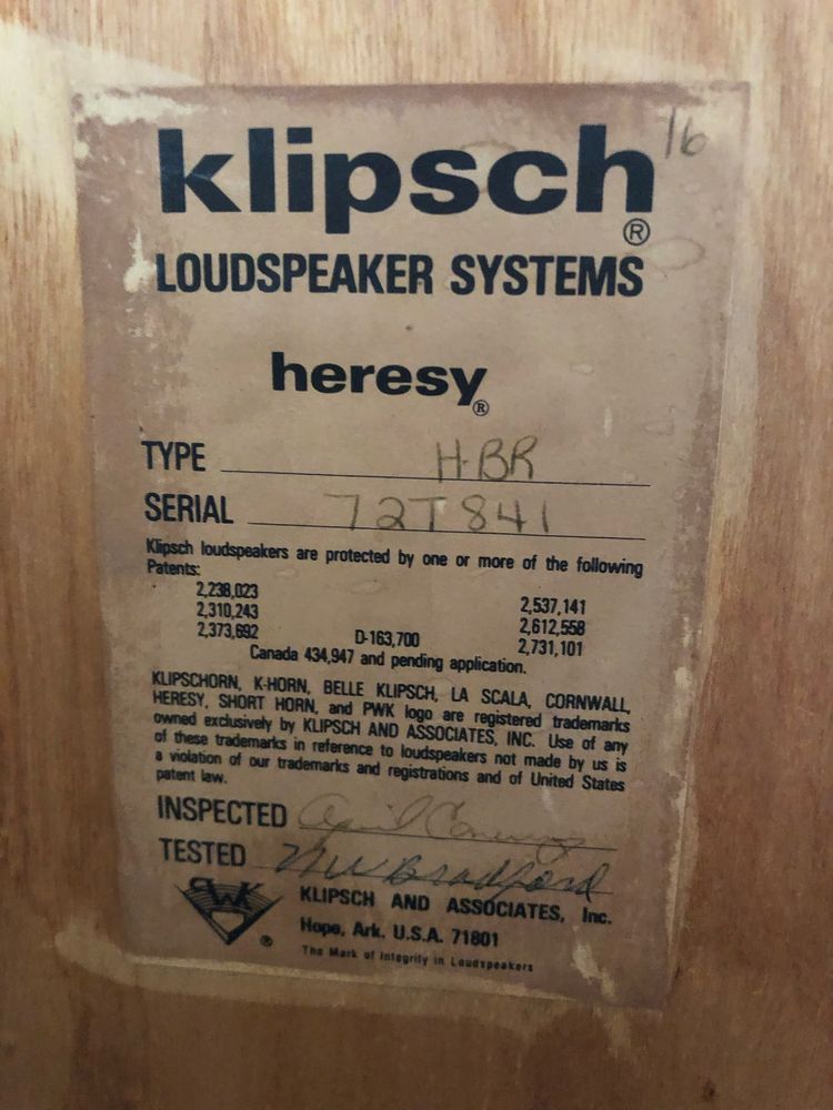 Klipsch heresy 1 …