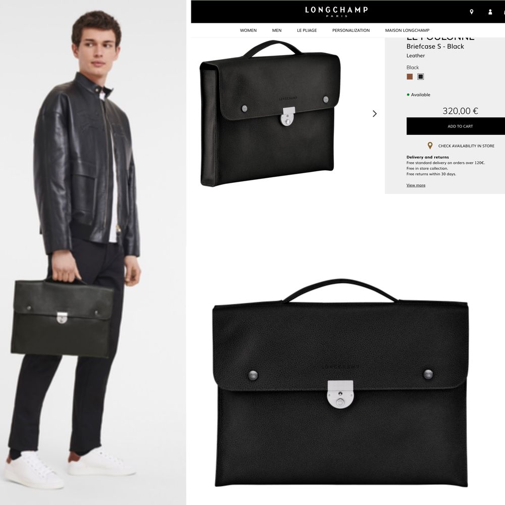 briefcase black Longchamp homem