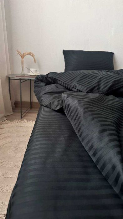 Premium Страйп Сатин Жакард полуторний двушка євро сімейний