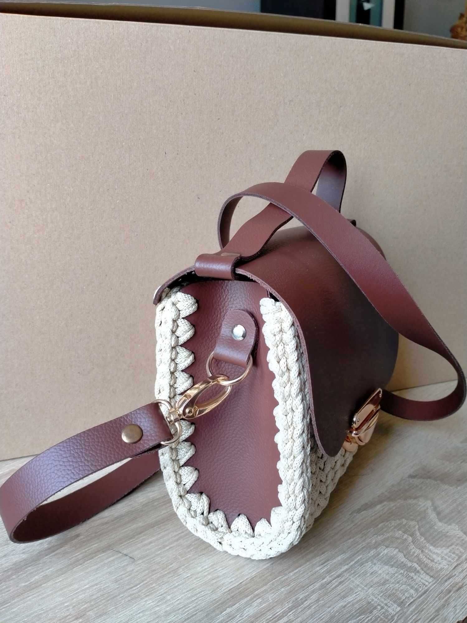 Torebka handmade, kuferek, torebka ze sznurka na ramię