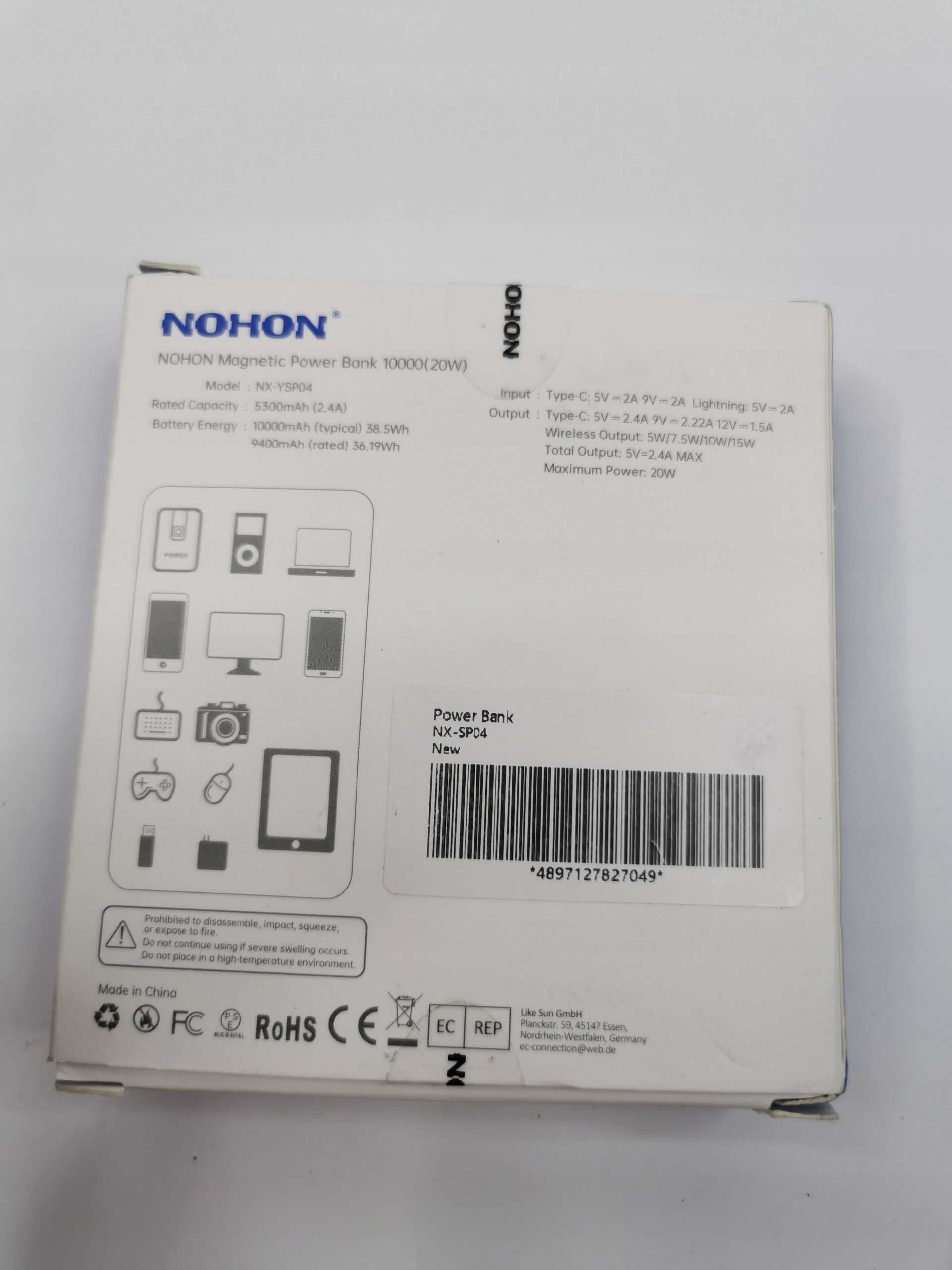 Powerbank Nohon 10000 Mah Czarny