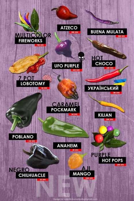 Семена острых перцев насіння гострого перцю Carolina 7Pot Aji Naga