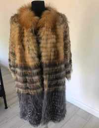 Lux Kardigan Futro naturalne Lis długi płaszcz