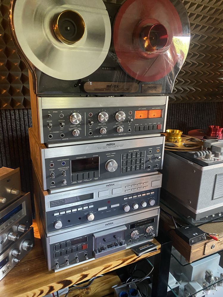 Revox zestaw, szpula B77, kasetowy B710, tuner B760, wzmacniacz B251