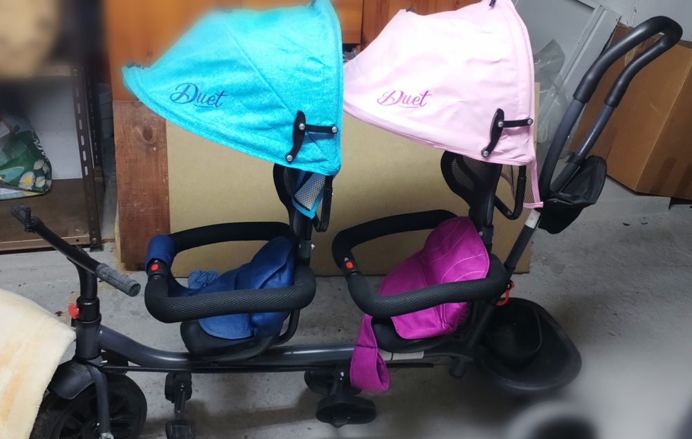 Chipolino Triciclo Gemelar com Assento Dianteiro 360º Duet Peony Pink