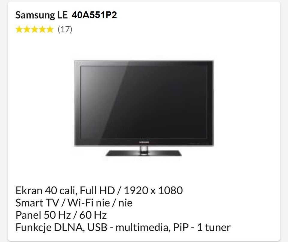 Samsung telewizor 40cali+dowóz do 15km-Телевізор Samsung 40