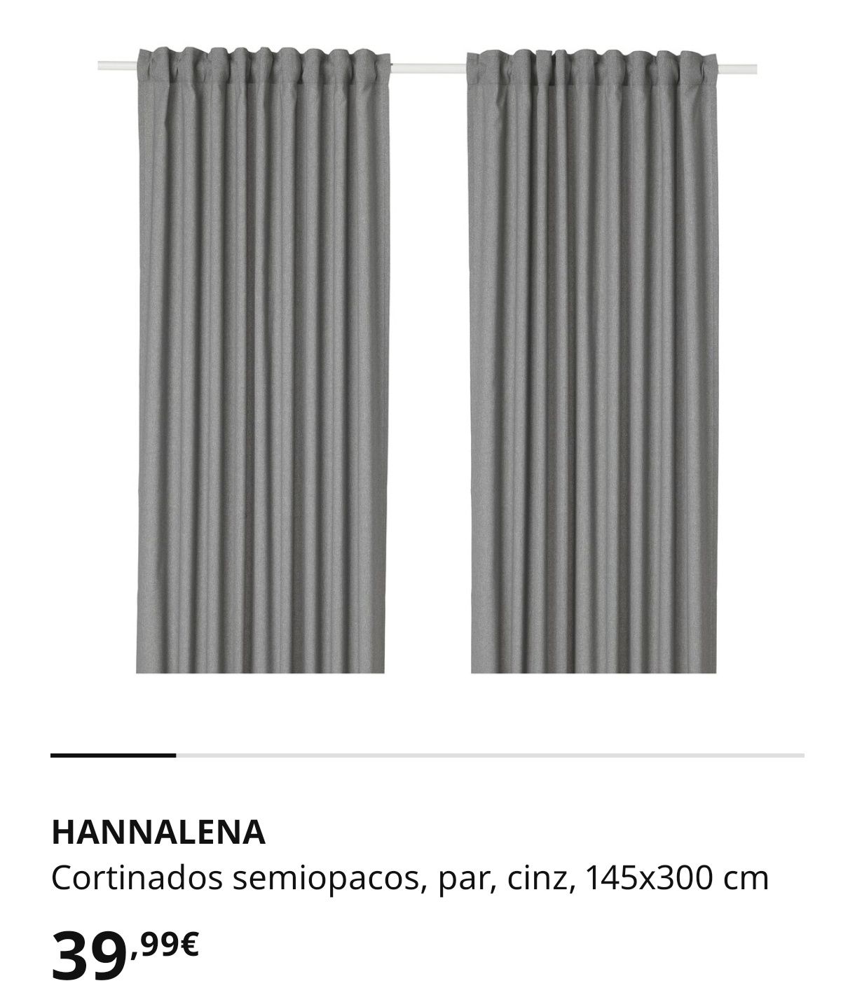 Cortinados IKEA cinza e branco