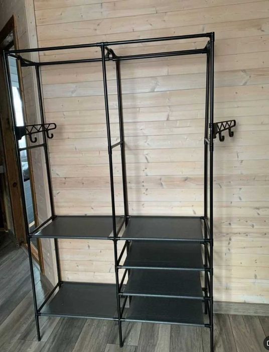 Вішалка універсальна для одягу з полицями складна