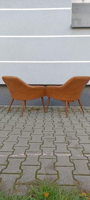2x Fotel mid century modern klubowy na nóżkach PRL vintage lata 50 60