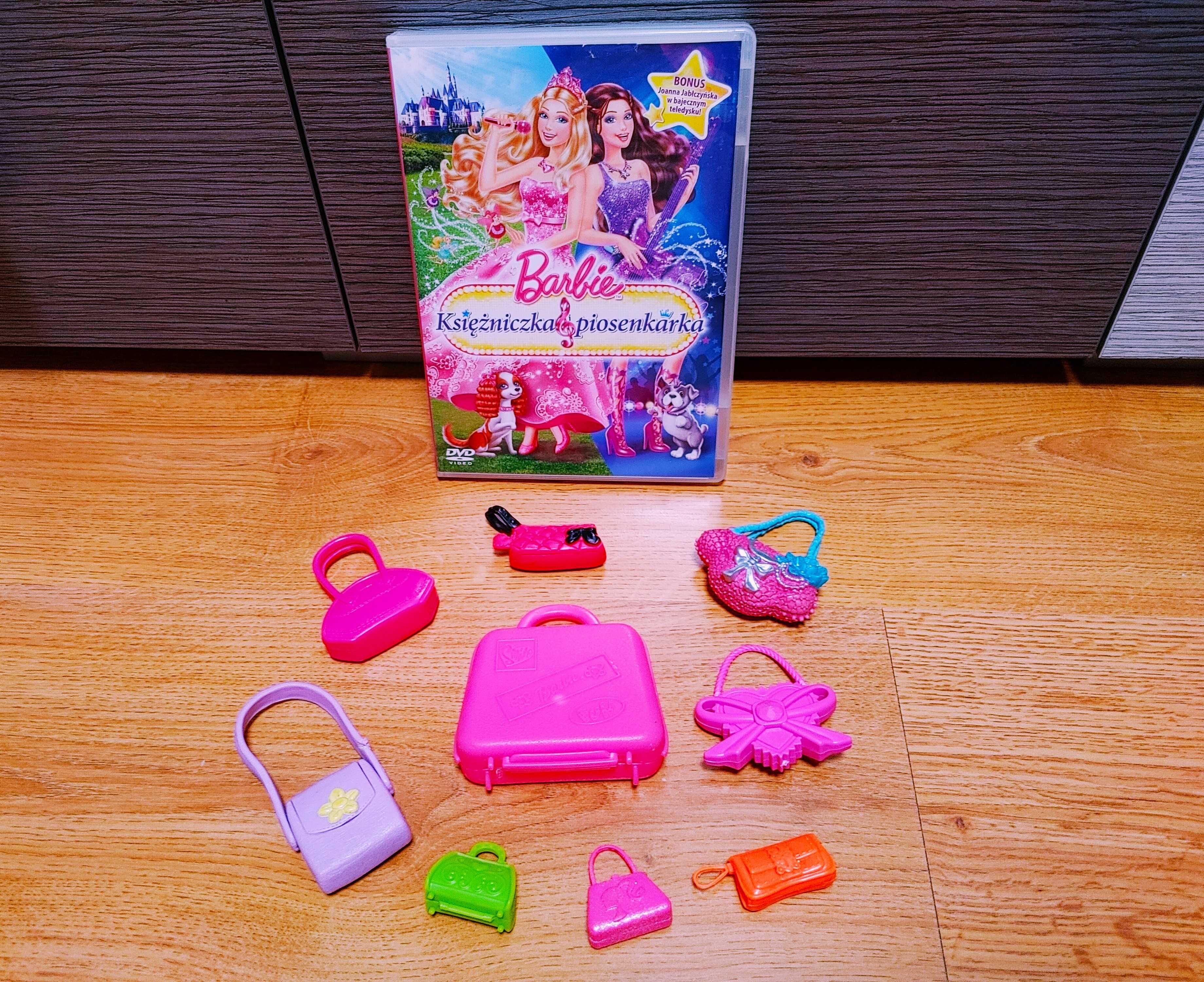Zestaw torebki walizka dla Lalki Barbie DVD Księżniczka i Piosenkarka