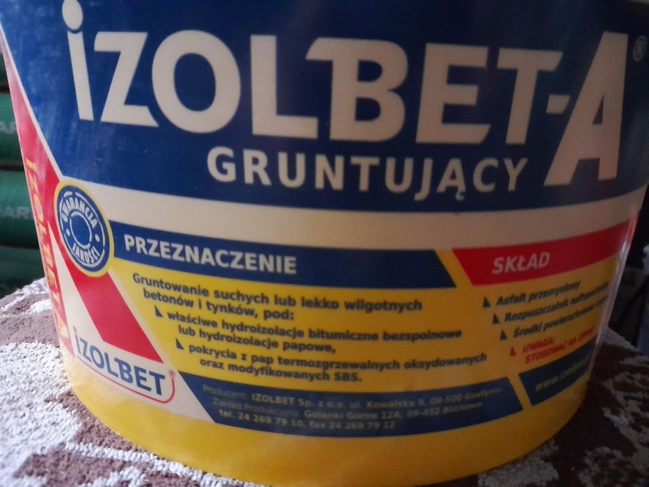 Masa asfaltową gruntujaca IZOLBET 9 kg