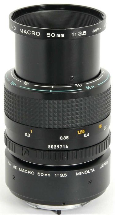 Minolta MD Macro 50mm 1:3.5 Lente