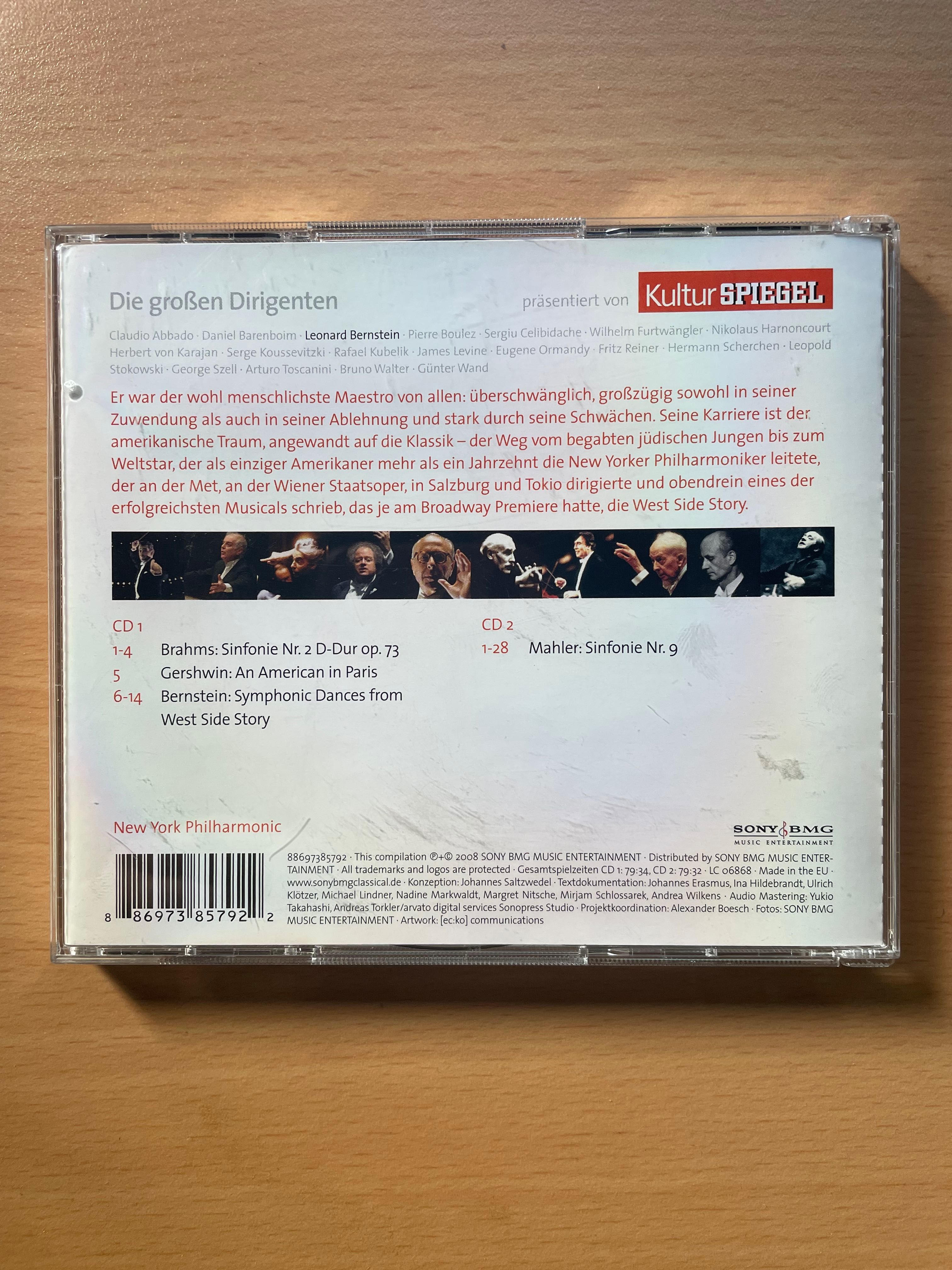 2xCD:Brahms,Gershwin,Bernstein,Mahler:Die großen Dirigenten:Bernstein