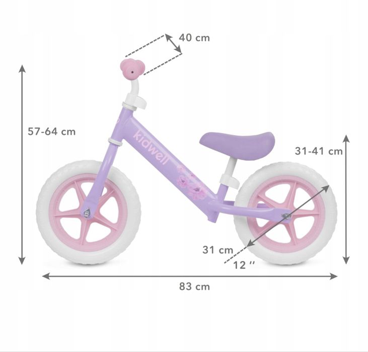 Rowerek biegowy dzieciecy kidwell rebel 12" lekki