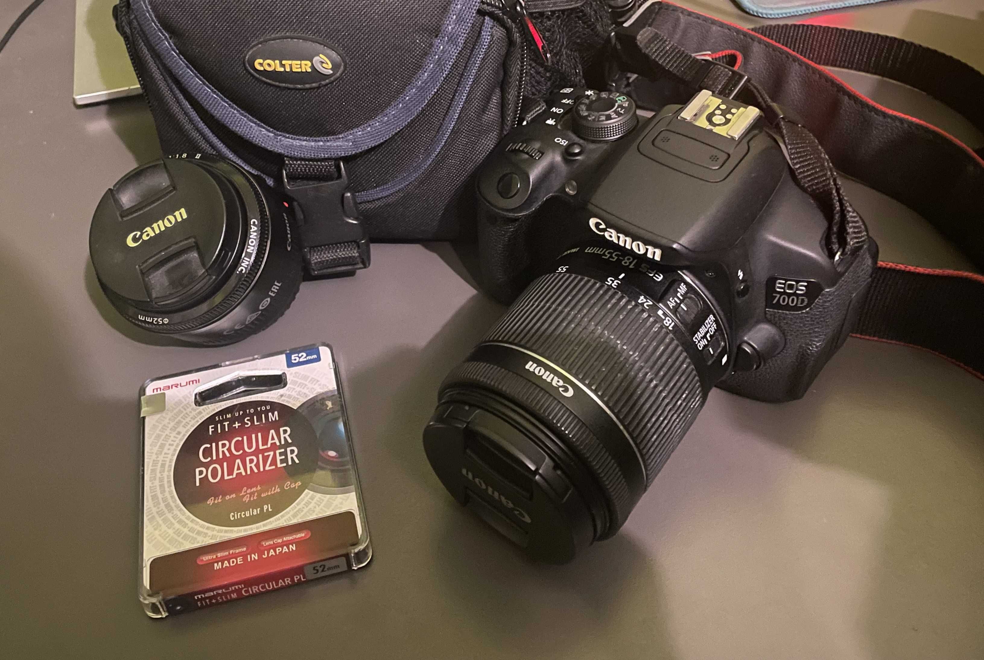 Canon 700D 2 obiektywy: EF-S 18-55 + EF 50, filtr UV
