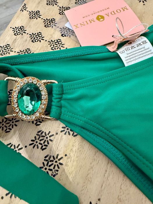 Zielone majtki od stroju kąpielowego S kryształy moda minx