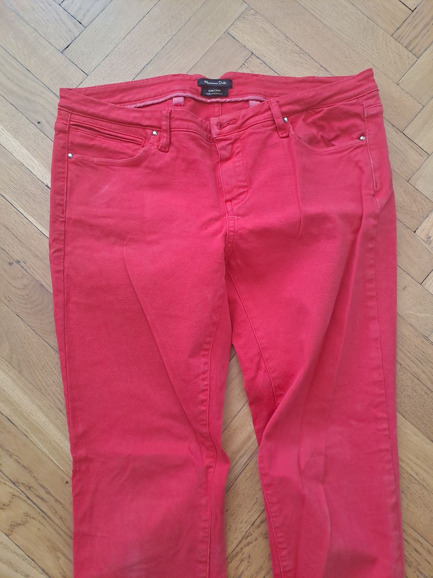 Massimo Dutti czerwone jeansowe spodnie 36/38