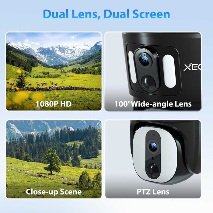 Dupla câmera vigilância LTE c/painel solar XEGA +garantia 3 anos