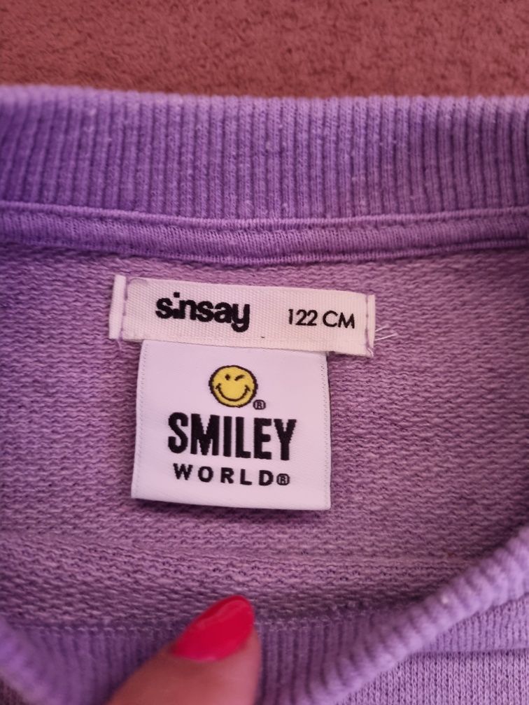 Śliczna nowa lilowa bluza dla dziewczynki z emotkami Sinsay roz.122